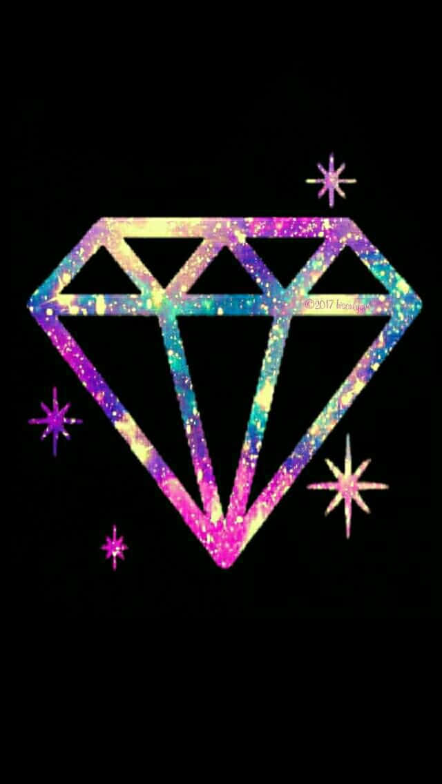 A Diamond With Glitter And Stars On A Black Background Wallpaper