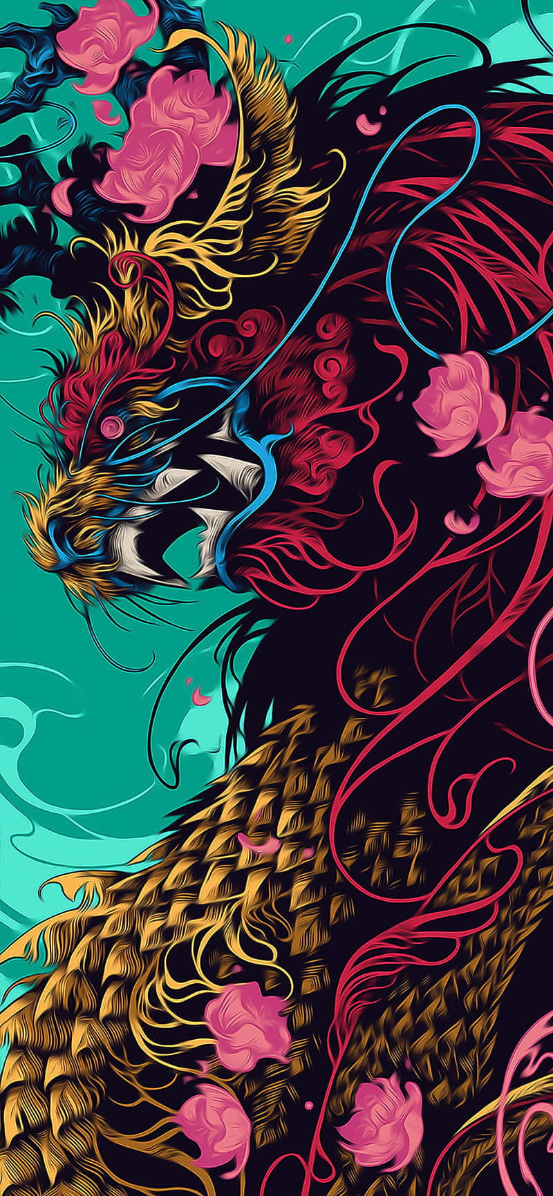 A Dragon With A Flower On Its Head Wallpaper