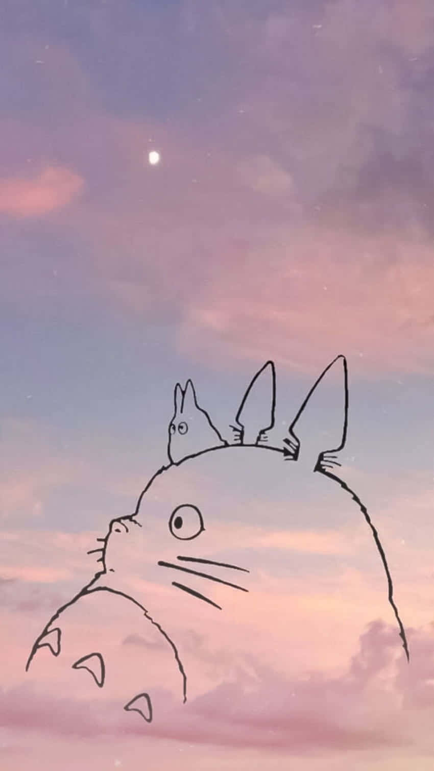 A Drawing Of A Totoro With The Moon In The Background Wallpaper