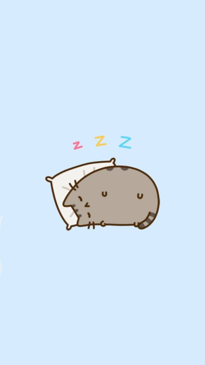 A Dreamy Pastel Blue Pusheen Wallpaper