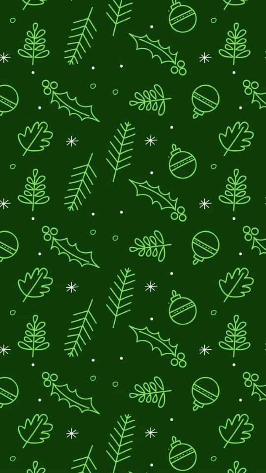 A Festive Dark Green Christmas Full Of Twinkling Lights And Joy. Wallpaper