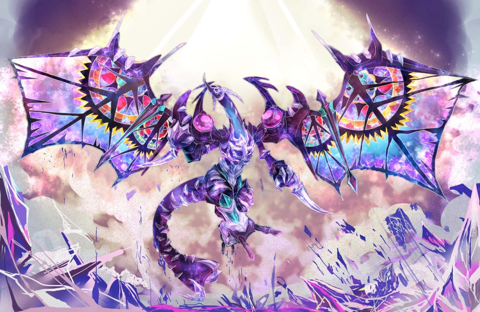 A Fierce Showdown Between Two Powerful Yu-gi-oh! Dragons Wallpaper