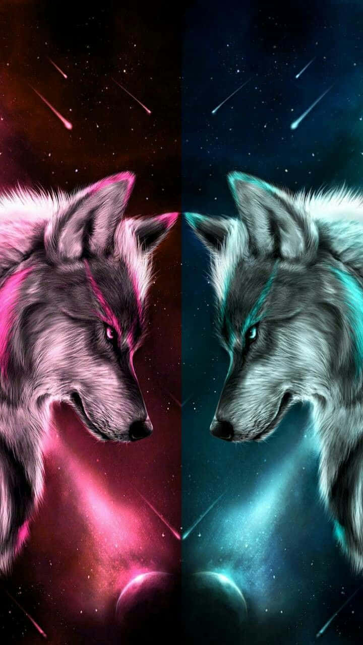 A Fire And Ice Wolf Ruling The Night Wallpaper