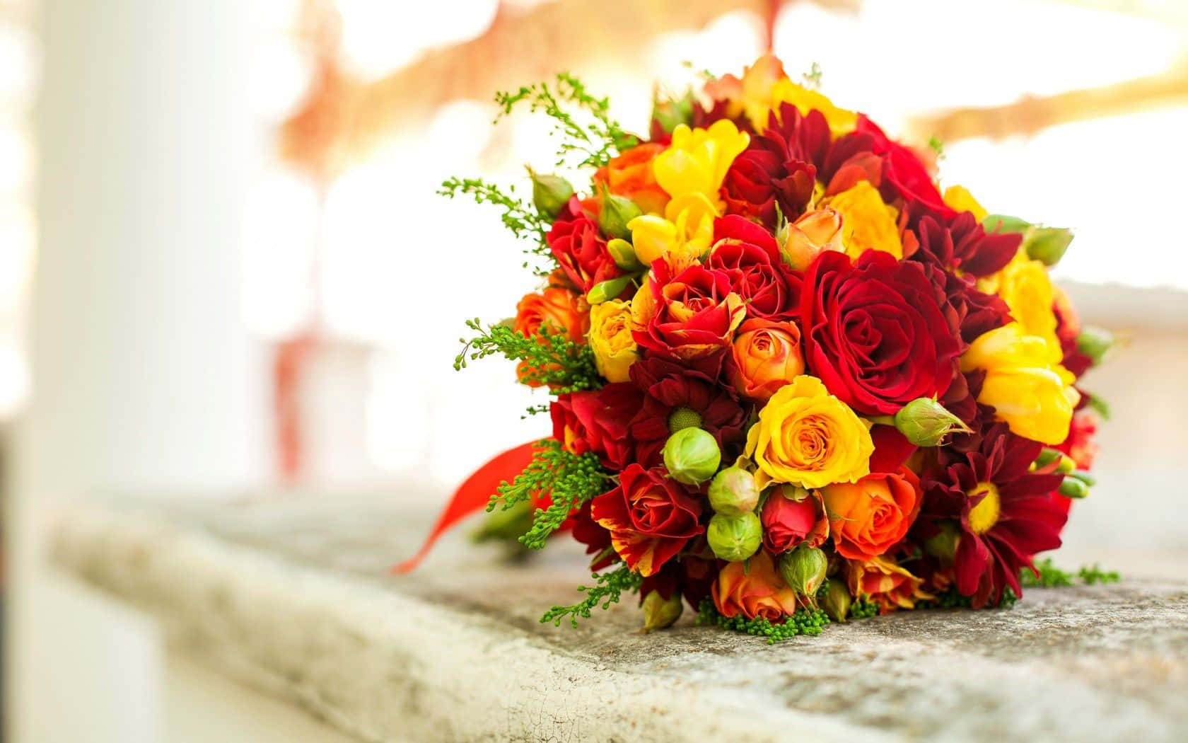 A Florist Working With Assorted Blooms Wallpaper