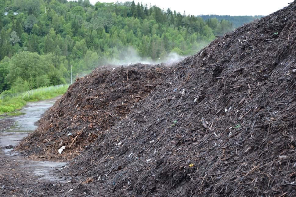 A Fresh Compost Pile In A Lush Green Garden Wallpaper