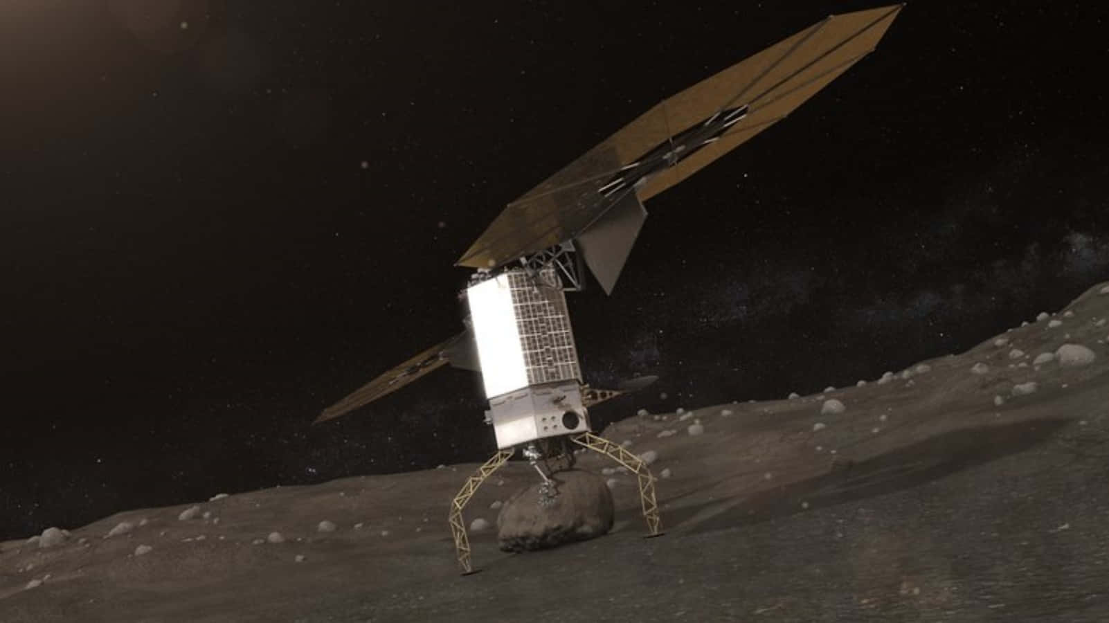 A Futuristic Space Mining Operation On An Asteroid Wallpaper