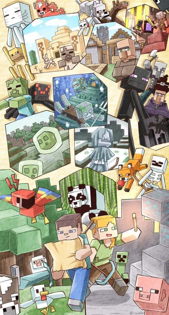 A Gamer's Dream - Enjoying Sweet Pixelated Freedom On Minecraft Android Wallpaper