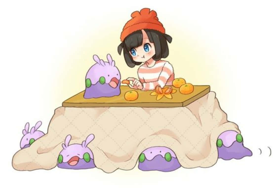 A Girl And Her Goomy Enjoying A Day Out Wallpaper