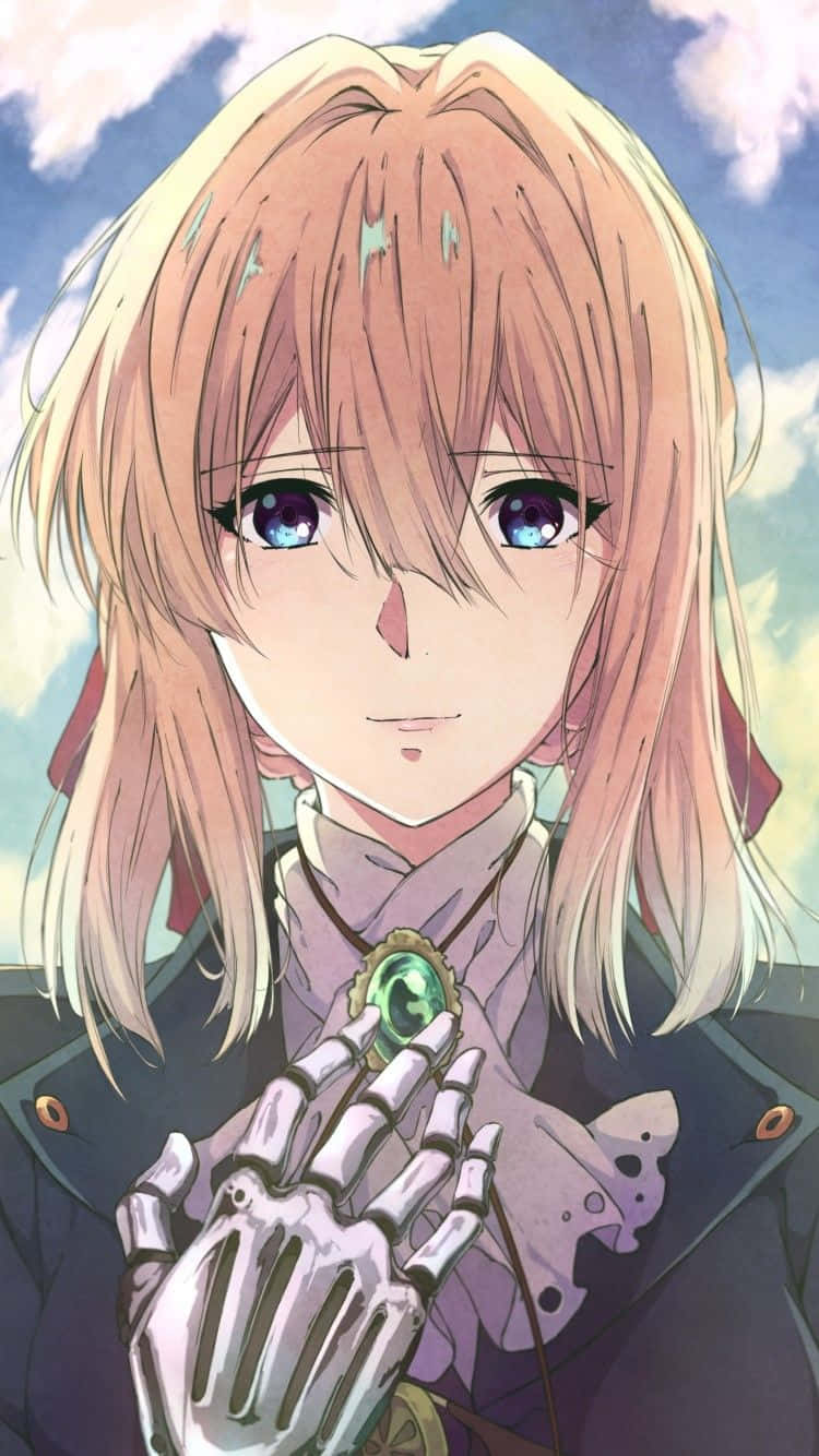 A Girl Embracing The World Of Technology And Connectivity With Her Violet Evergarden Iphone Wallpaper