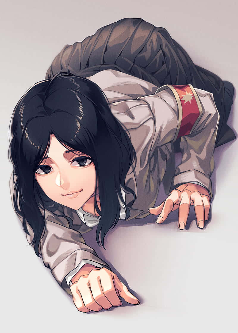 A Girl Is Laying On The Ground With Her Arms Out Wallpaper