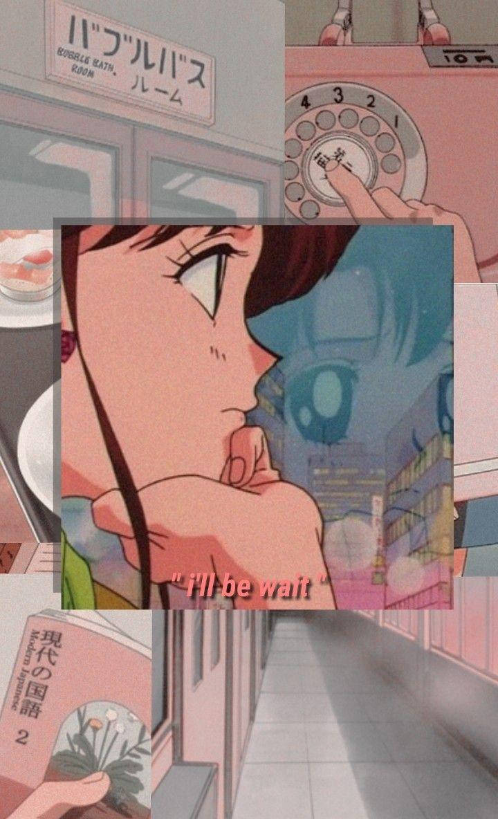 A Girl Is Talking To A Phone In An Anime Wallpaper