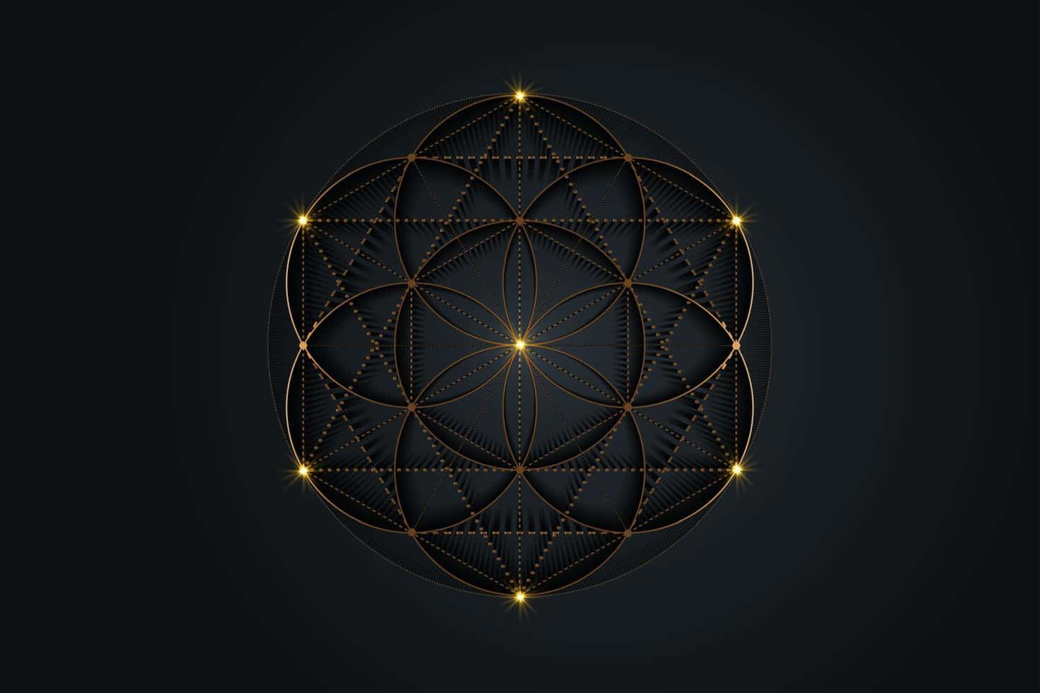 A Golden Flower Of Life On A Black Background Wallpaper