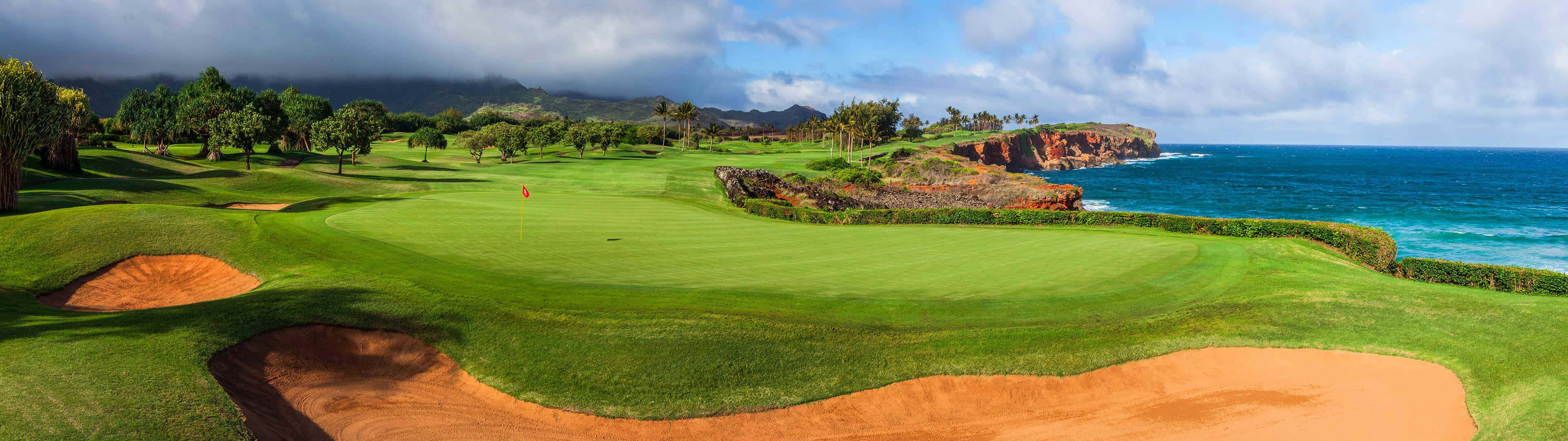 A Golfer Putting On A Spectacular Sunny Day Wallpaper