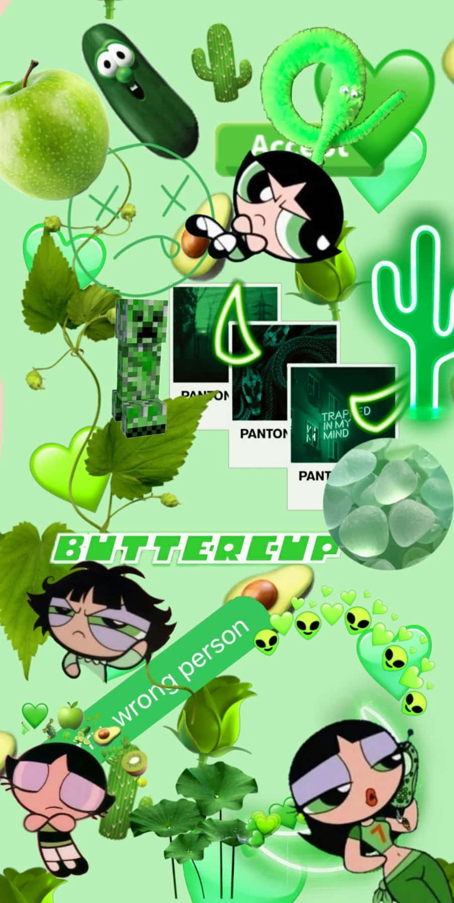 A Green Background With Various Green Objects Wallpaper