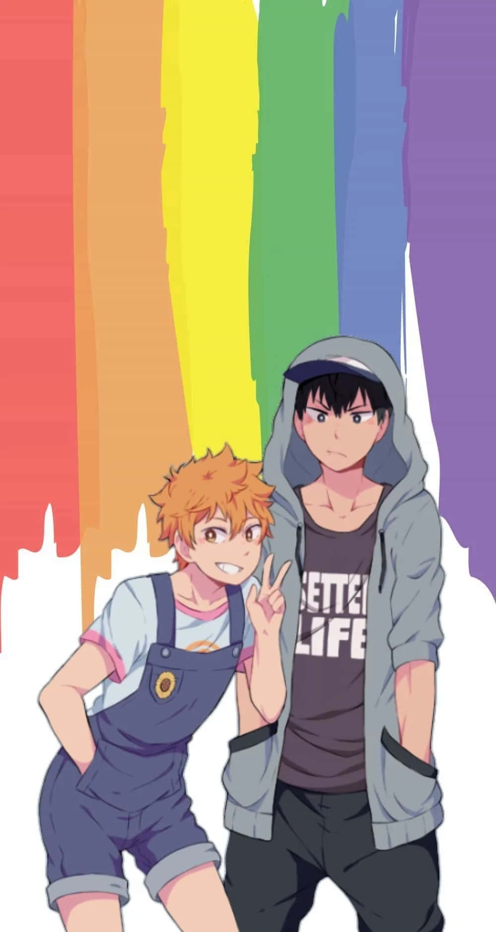 A Group Of Lgbt+ Anime Characters Happily Celebrating Wallpaper