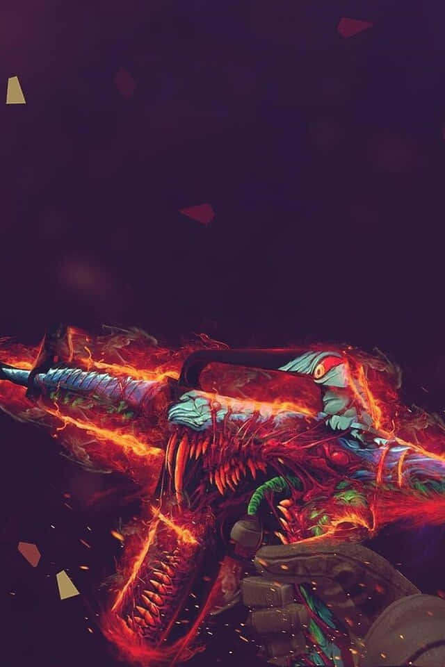 A Gun With Flames On It Wallpaper