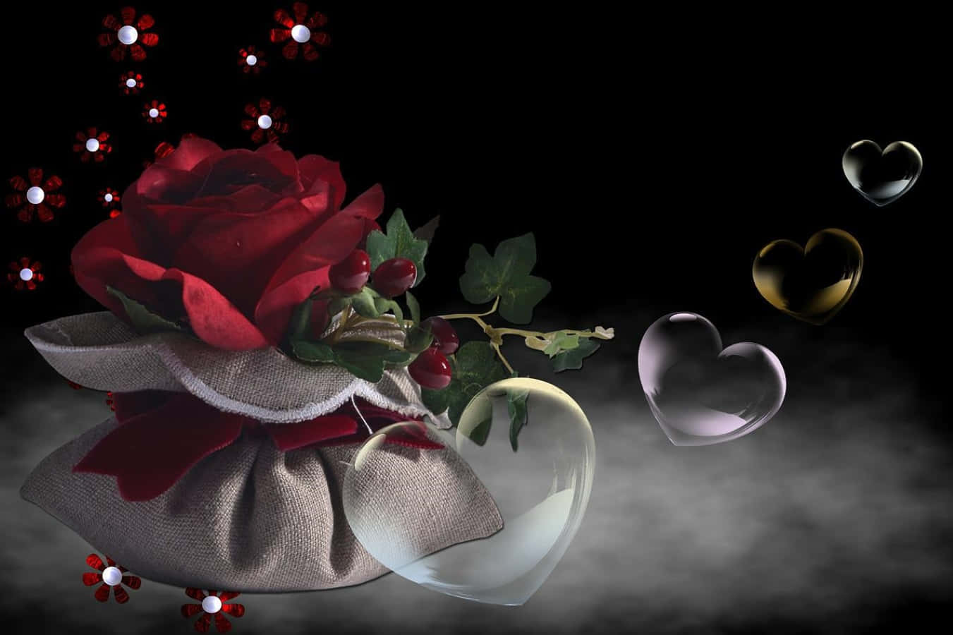 A Heart-shaped Rose Arrangement Wallpaper