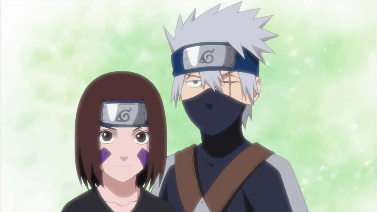 A Heartfelt Moment Between Kakashi And Rin From Naruto Wallpaper