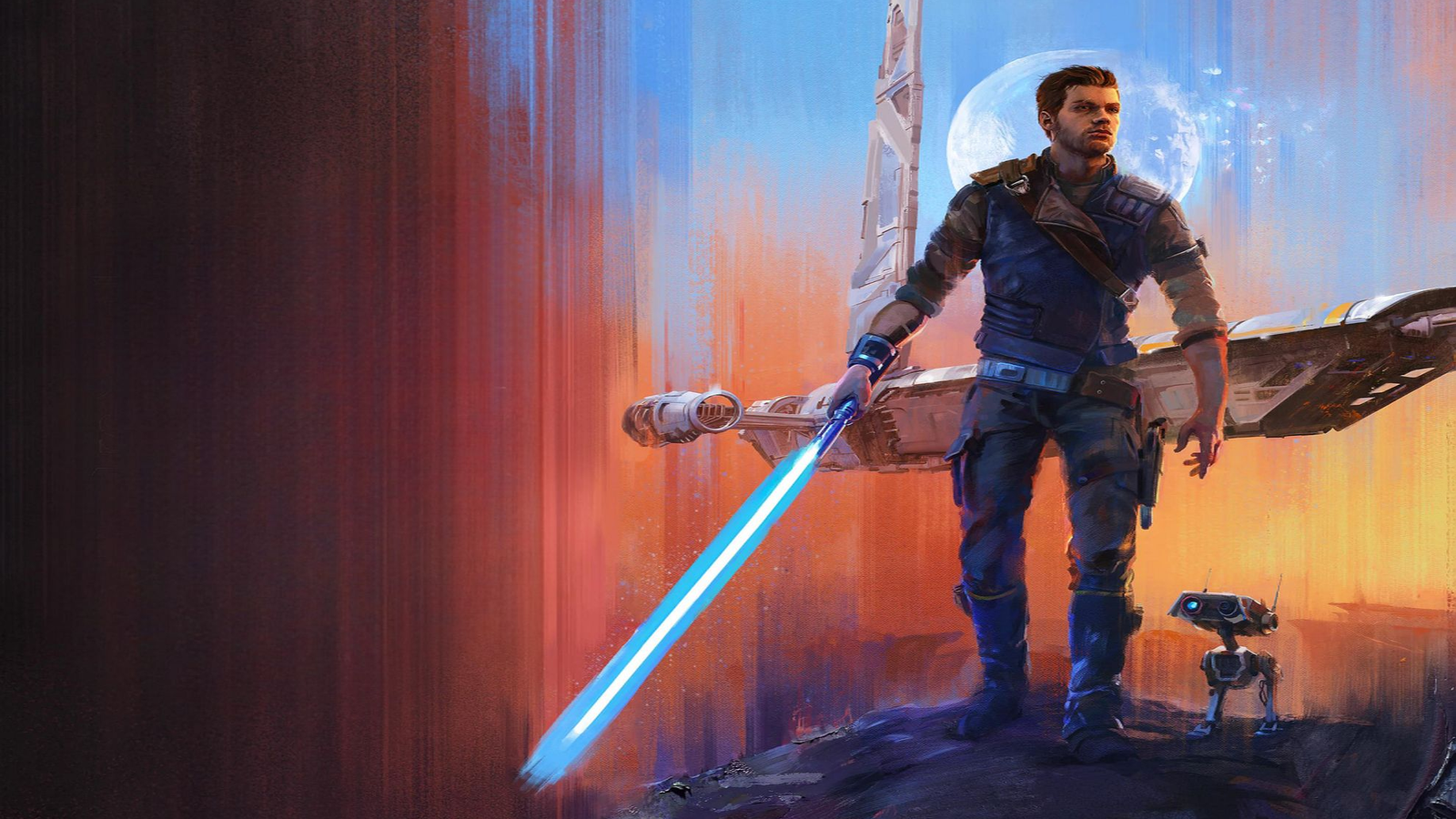 A Jedi Knight Standing Steadfast Under Starlit Night Wallpaper