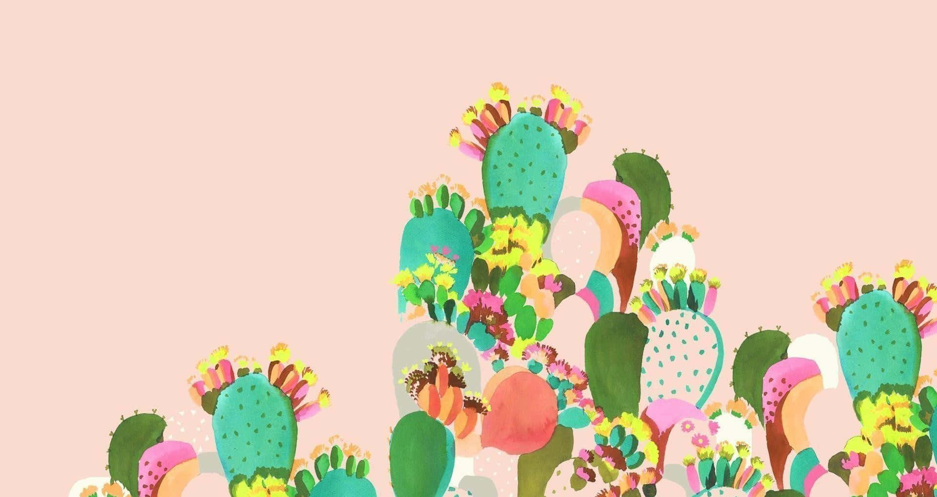 A Kawaii Cactus Bringing Joy To Your Day Wallpaper