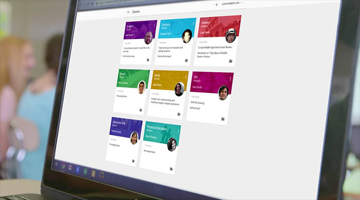 A Laptop With Google Classroom Interface Wallpaper