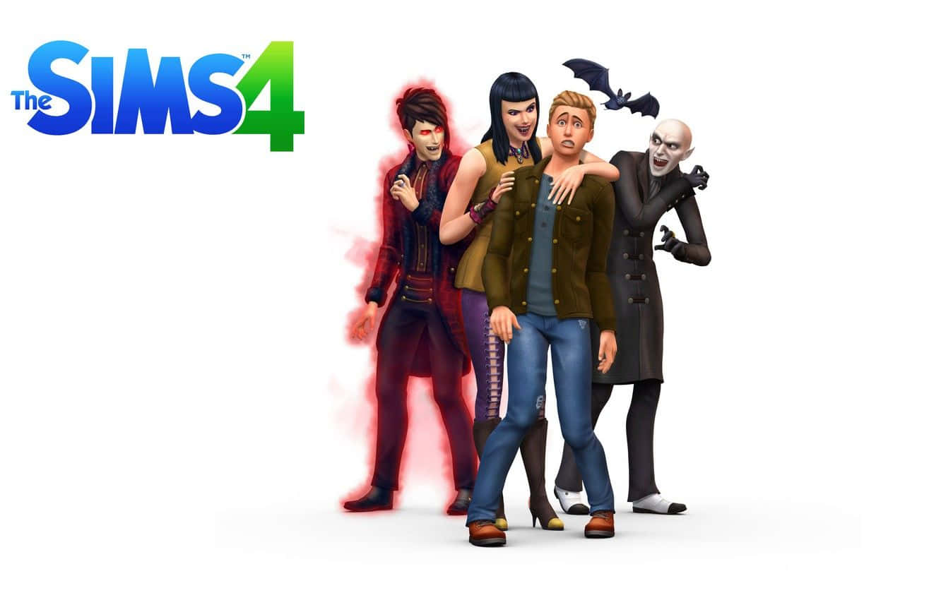 A Lively Sims 4 Family Enjoying Their Stylish Home Wallpaper