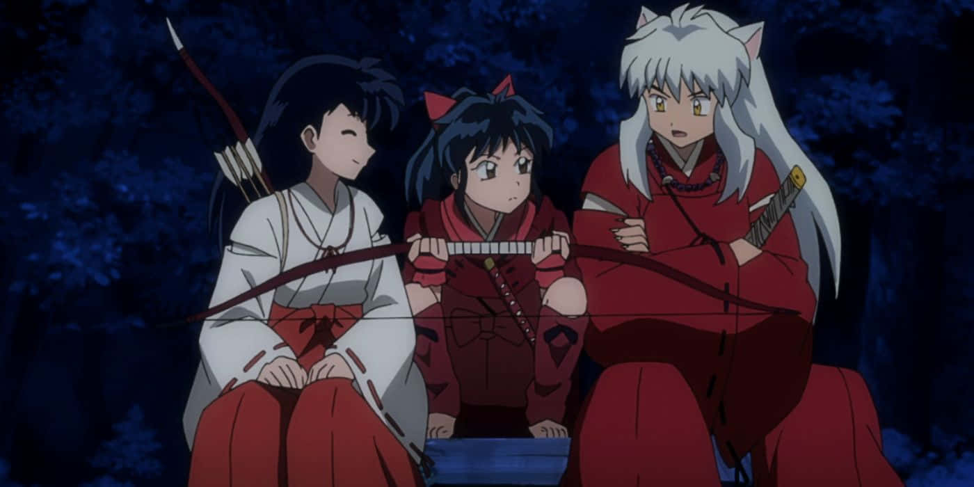 A Loving Embrace With Inuyasha And Kagome Wallpaper