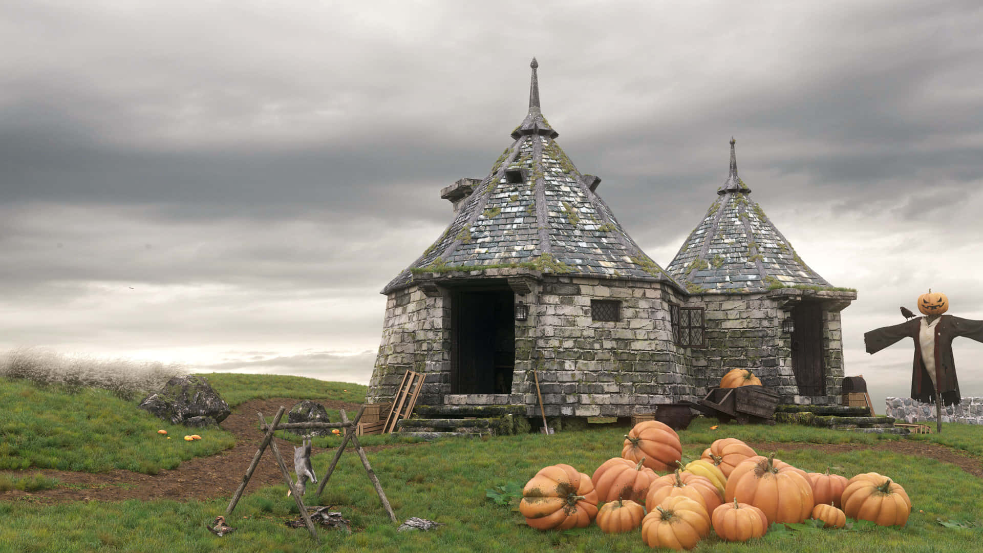 A Magical Evening At Hagrid's Hut Wallpaper