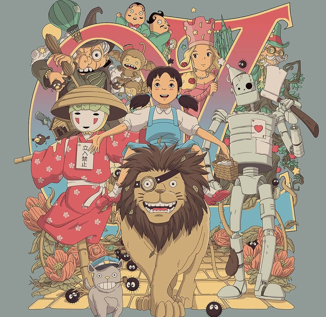 A Magical Journey With Studio Ghibli Characters Wallpaper