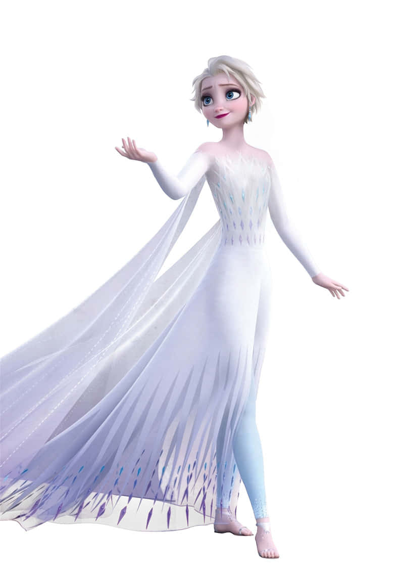 A Magical Look At Elsa In Her White Dress In Disneys Frozen 2 Wallpaper