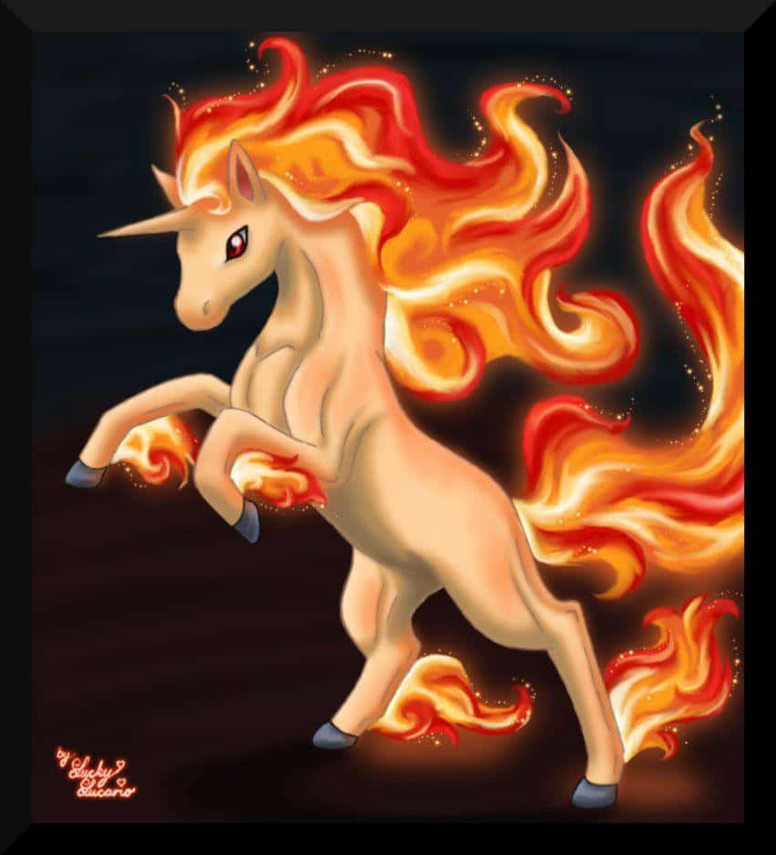 A Magnificent Rapidash Galloping With Blazing Flames In The Wild Wallpaper