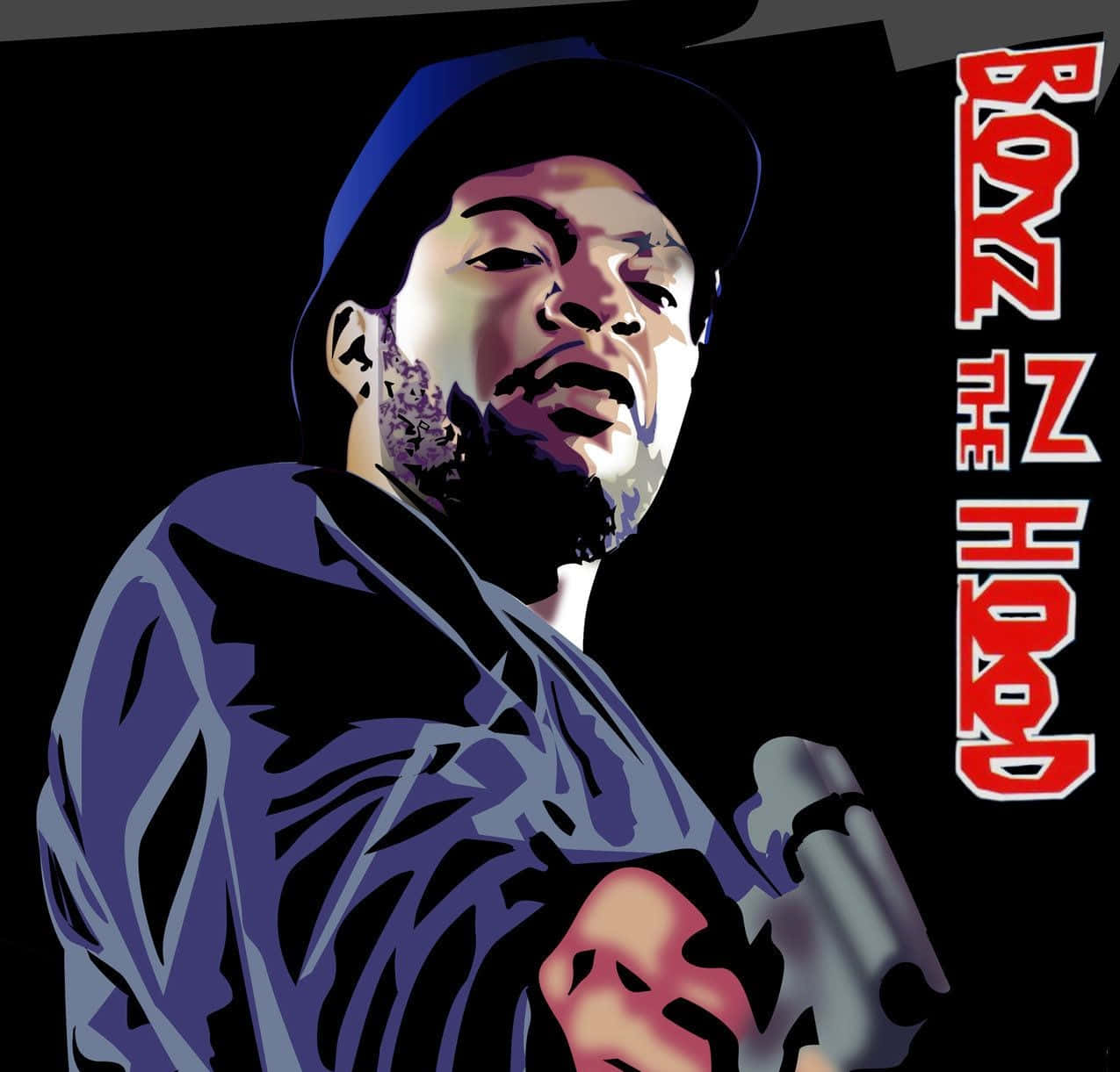 A Man Holding A Gun With The Words B Z Z Hood Wallpaper