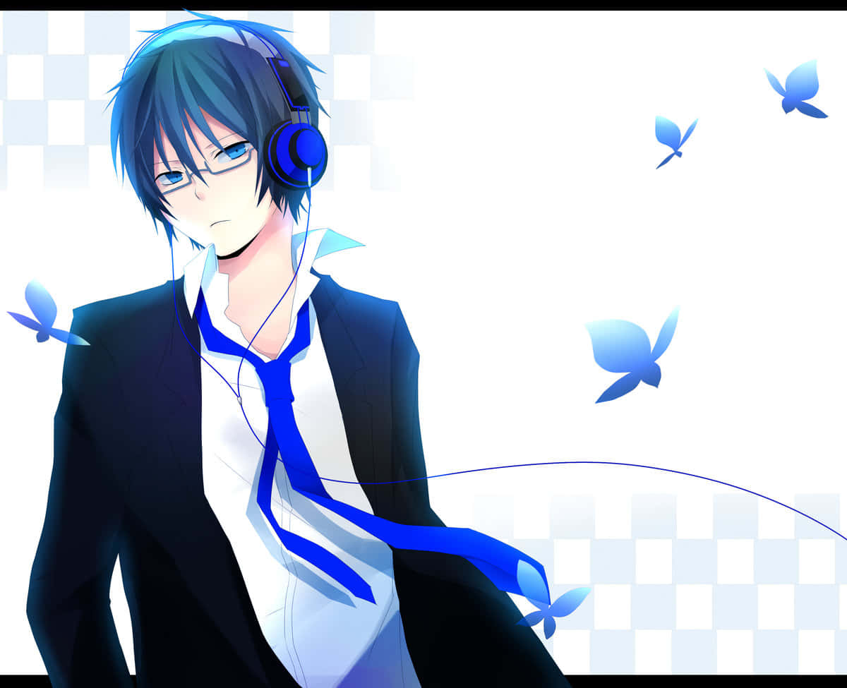 A Man In A Suit And Tie With Headphones Wallpaper