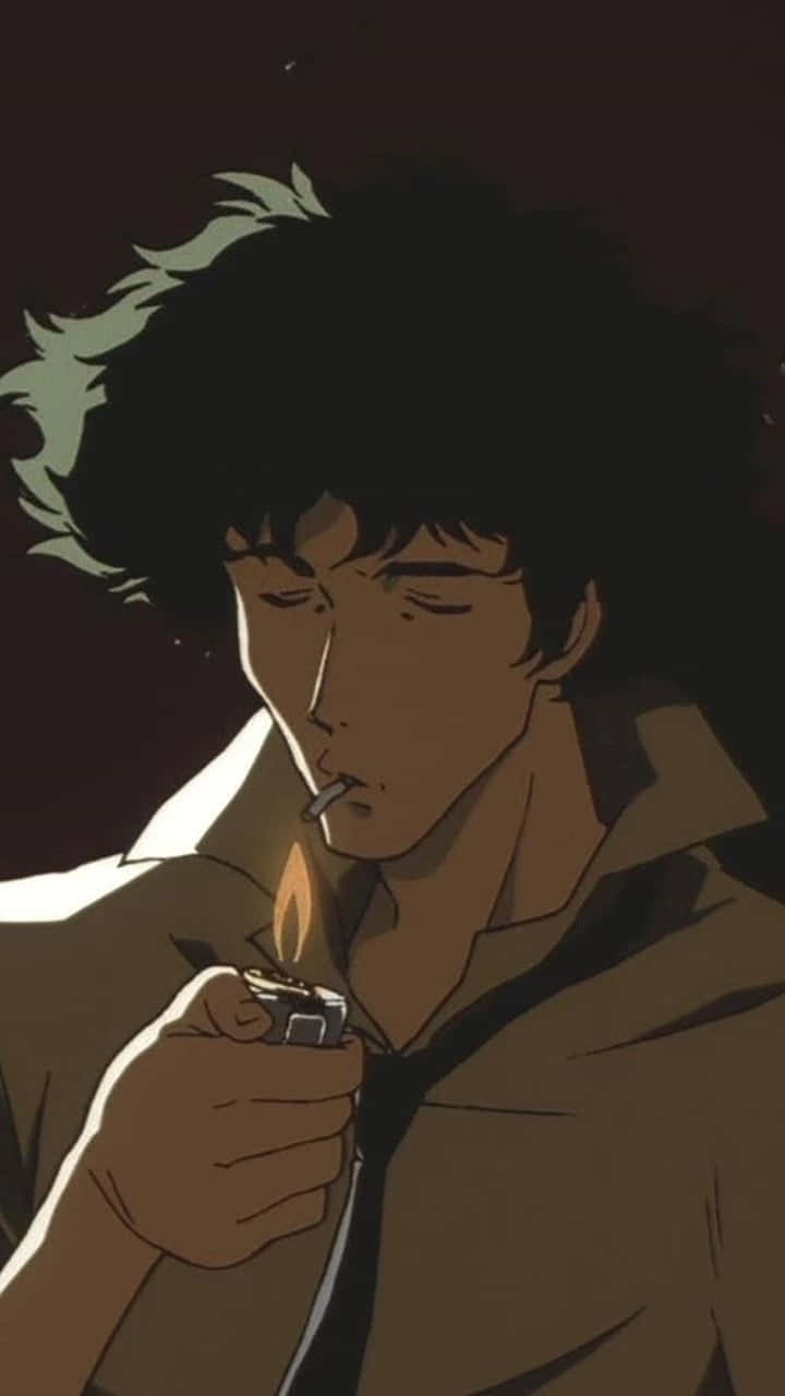 A Man Is Smoking A Cigarette In An Anime Wallpaper