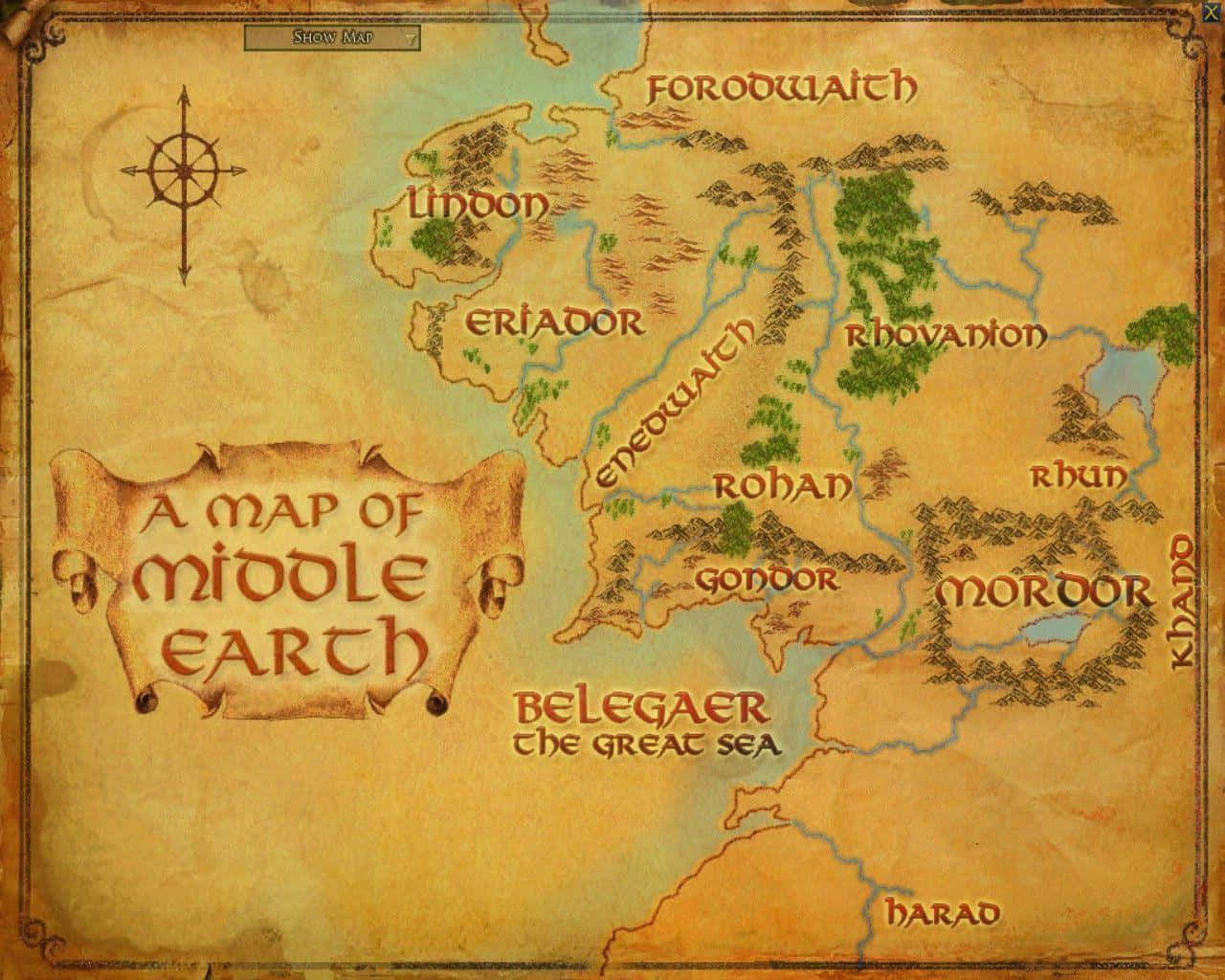 A Map Of Middle Earth Wallpaper