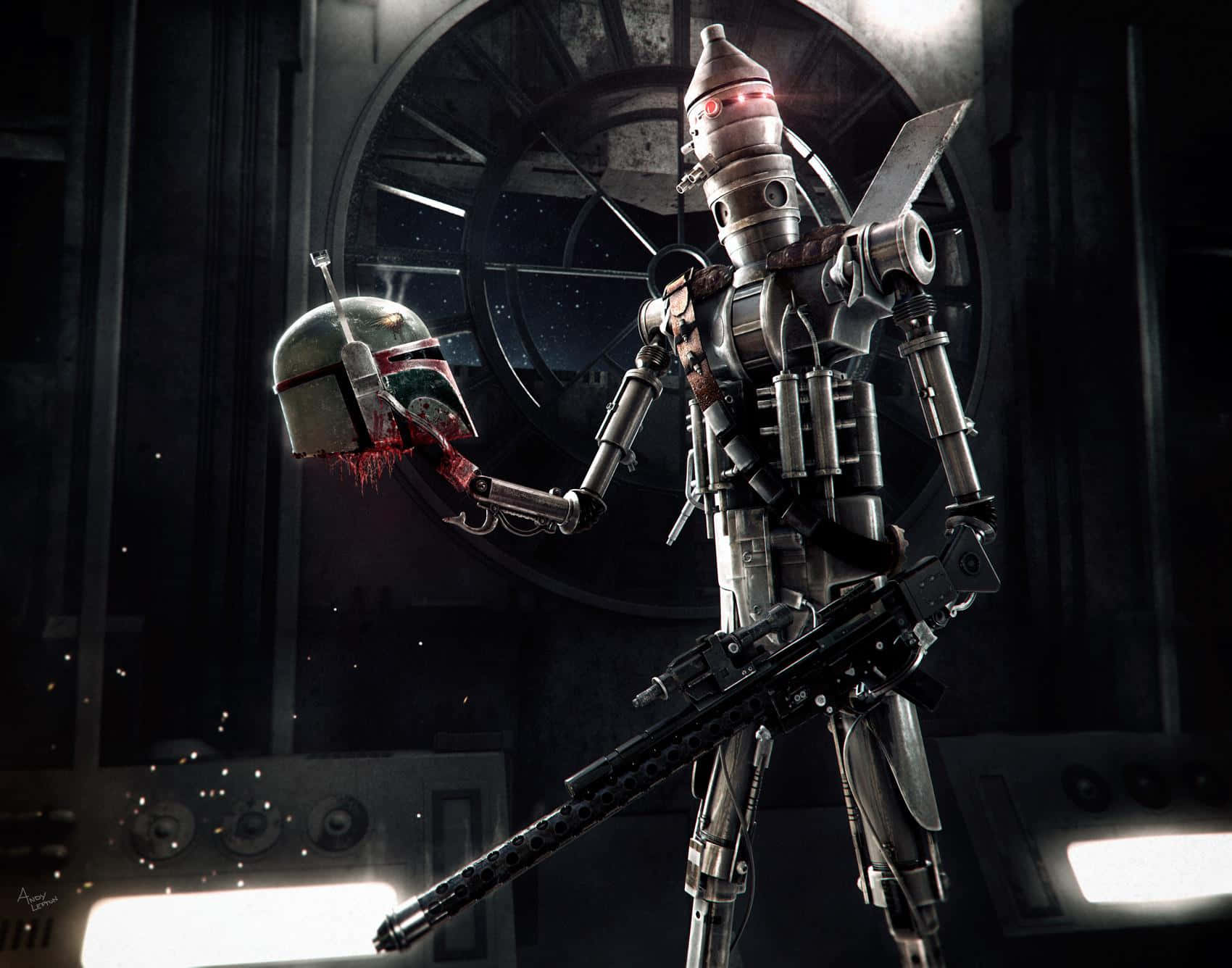 A Menacing View Of The Fearsome Bounty Hunter Ig-88 Wallpaper