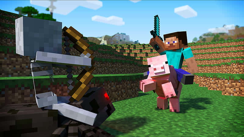 A Minecraft Pig Enjoying A Sunny Day Wallpaper