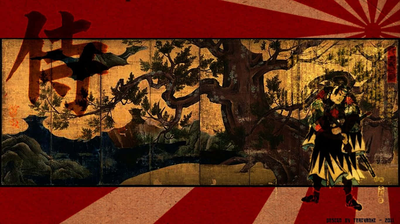 A Monumental Wall Mural Of Traditional Japanese Art Wallpaper