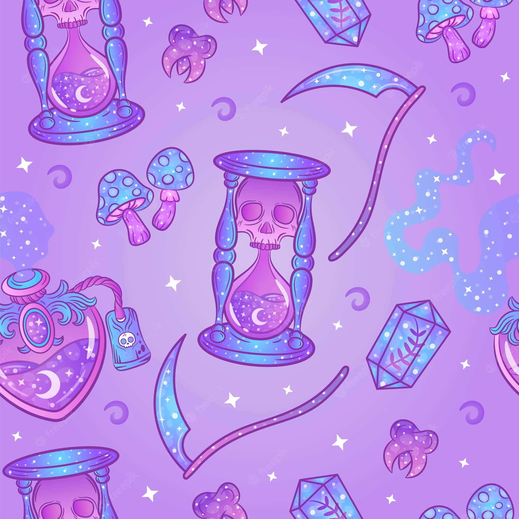 A Mysterious Pastel Witch Lurking In The Night Wallpaper