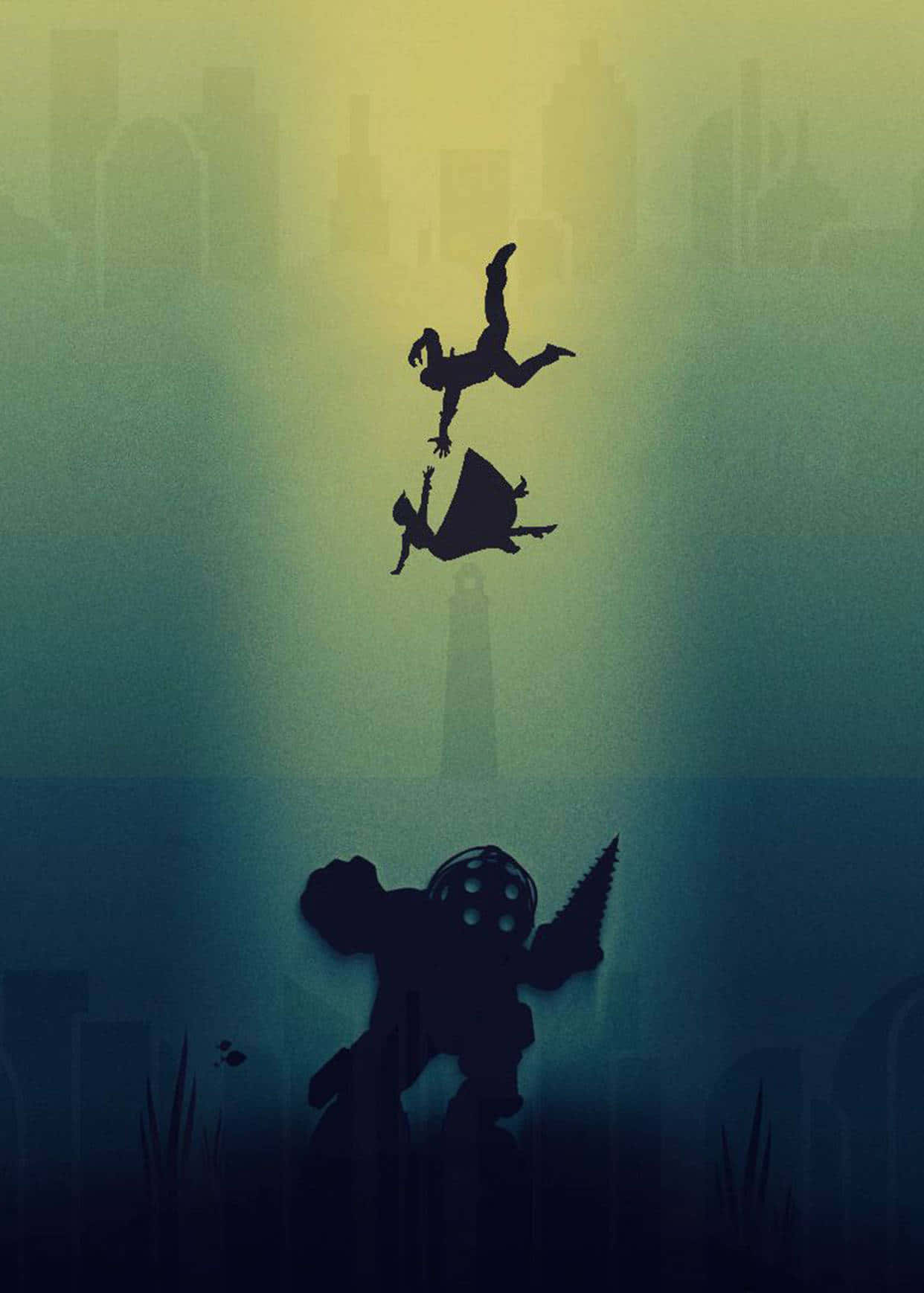 A Mysterious Underwater City In Bioshock On An Iphone 4k Display Wallpaper