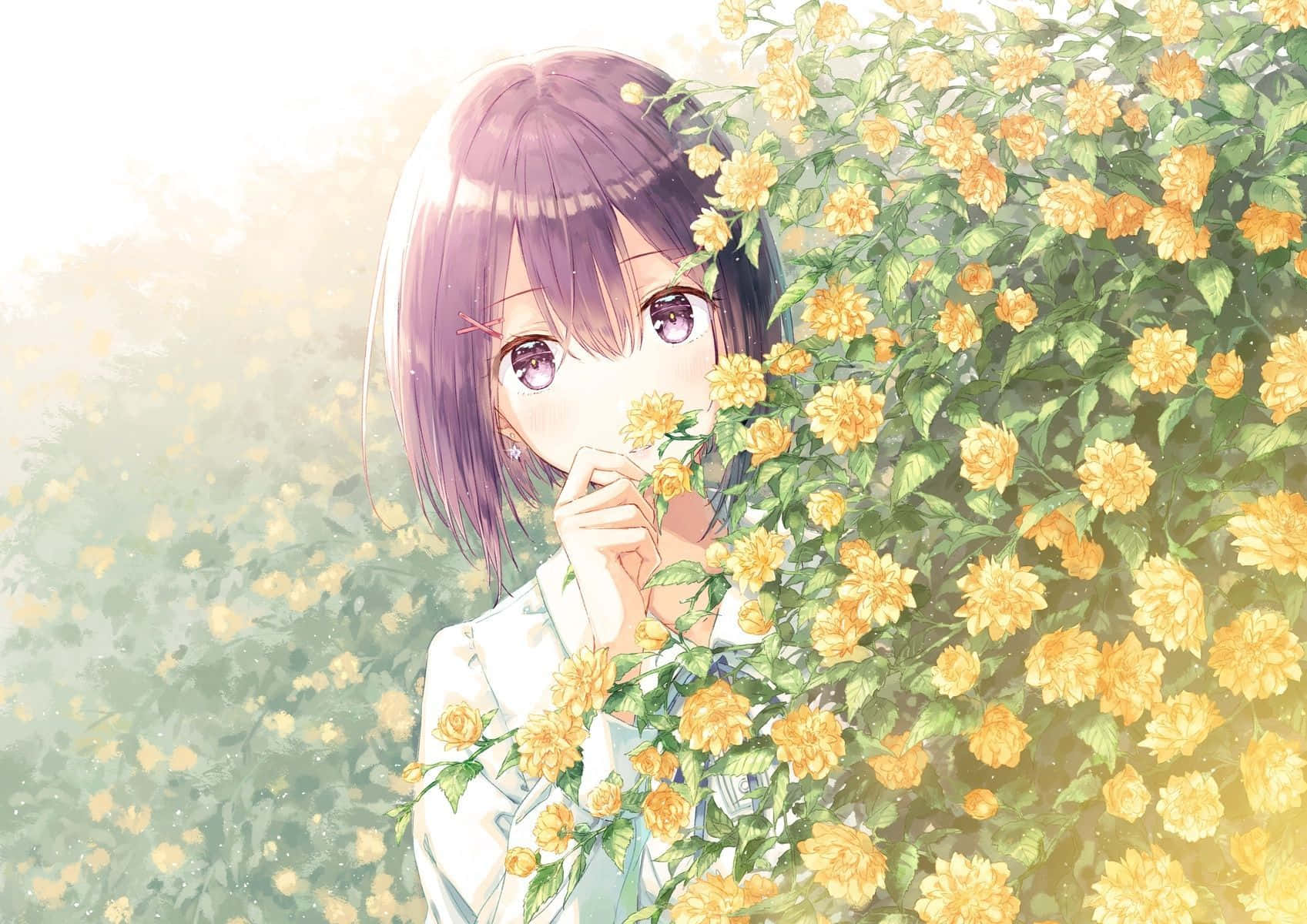 A Mysterious Yet Beautiful Purple Anime Flower. Wallpaper