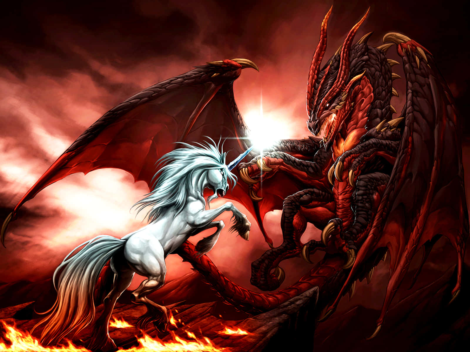 A Mystical And Majestic Scene With A Beautiful Dragon. Wallpaper