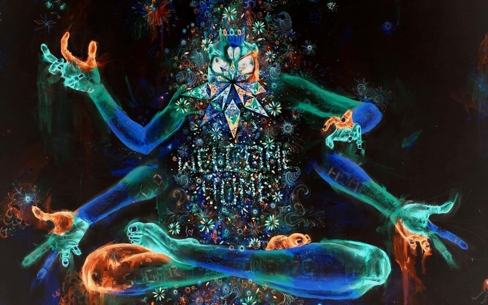 A Mystical Journey Through A Dark Psychedelic World Wallpaper