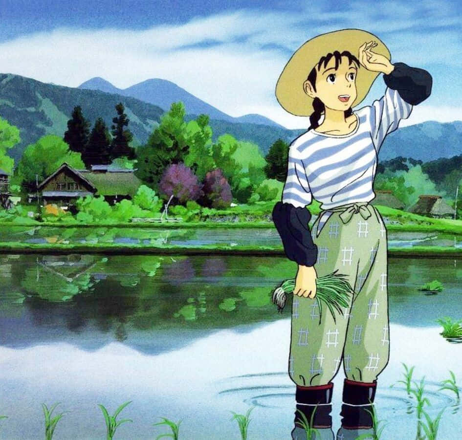 A Nostalgic Scene From Only Yesterday With Characters Taeko And Hiroshi Wallpaper