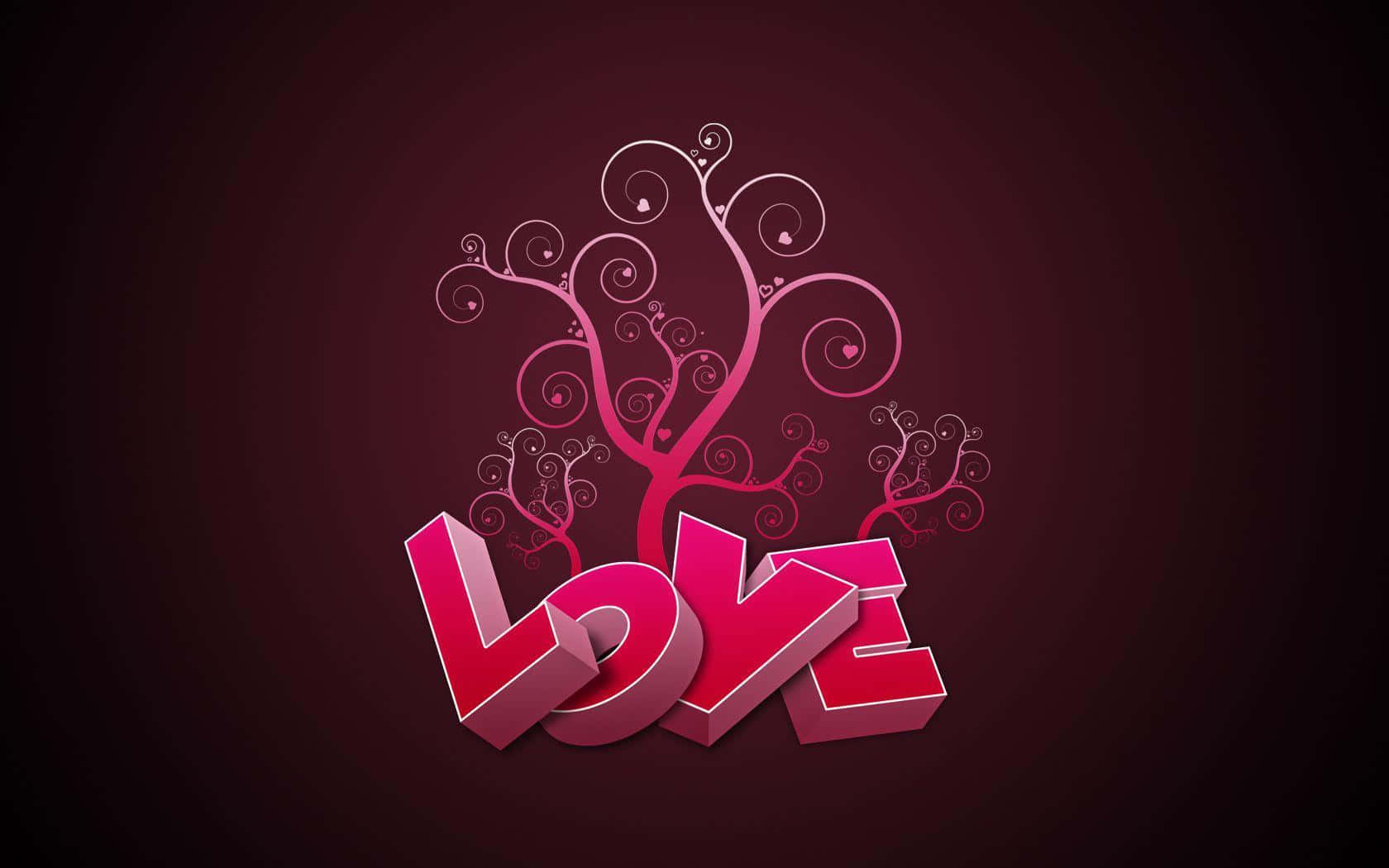 A Pair Of 3d Red Hearts Intertwined Wallpaper