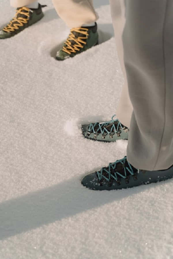 A Pair Of Snowshoes Against A Snowy Mountain Backdrop Wallpaper