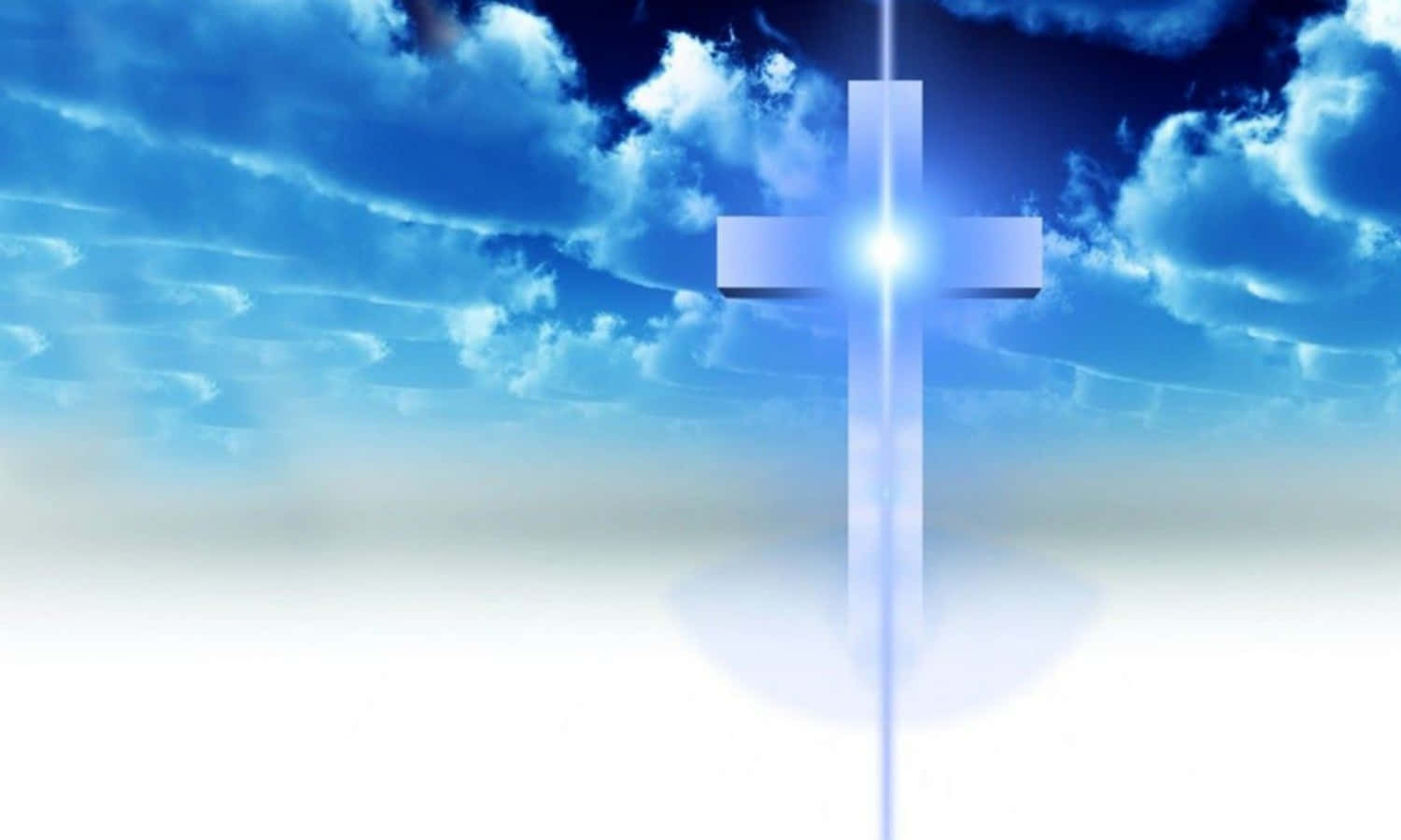 A Peaceful And Beautiful Cross Illuminating The Night Wallpaper