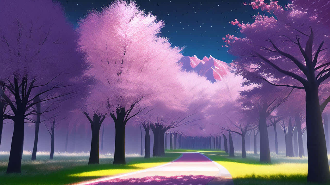 A Peaceful Sakura Blossom Walk Wallpaper