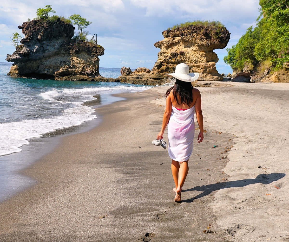 A Peaceful Stroll On The Beach Wallpaper