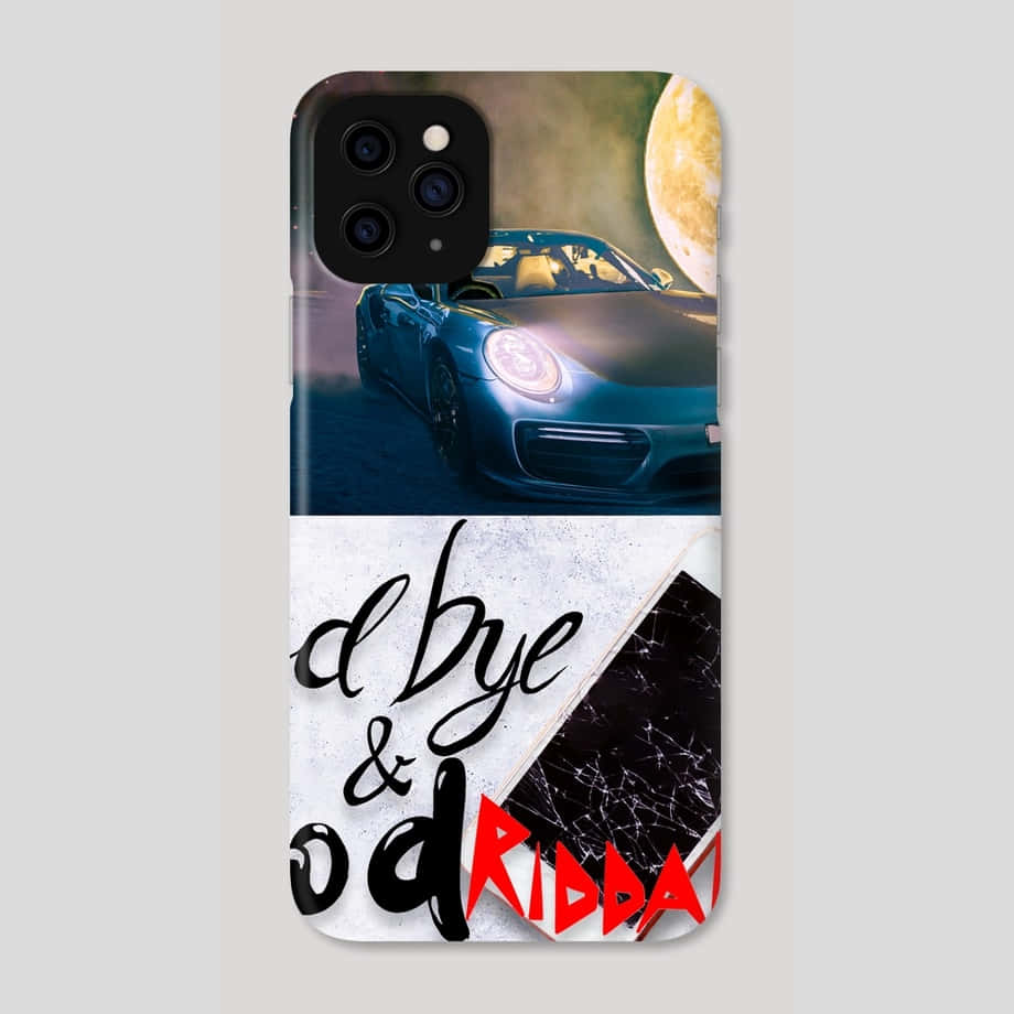 A Phone Case With A Car And The Words'do Bye & Good Karma' Wallpaper